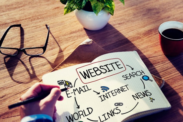 man writing website